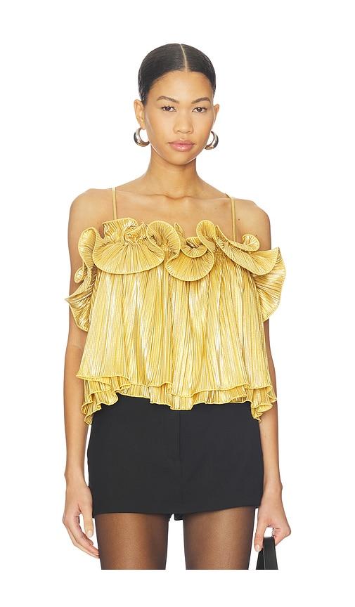 lovers and friends aleena top in metallic gold. - size m (also in xxs, xs, s)