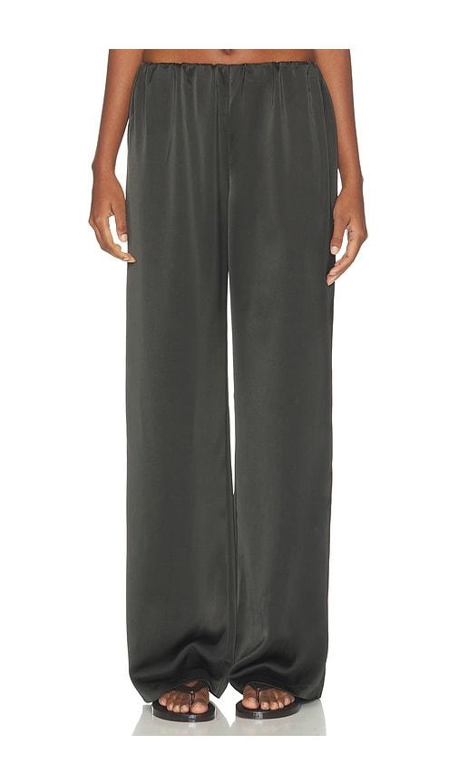 lovers and friends alette satin pants in charcoal. - size l (also in m, s, xl, xs, xxs)