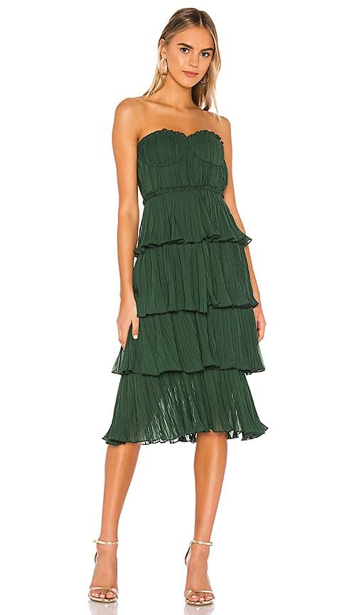 lovers and friends alex midi dress in dark green. - size s (also in xxs, xs)