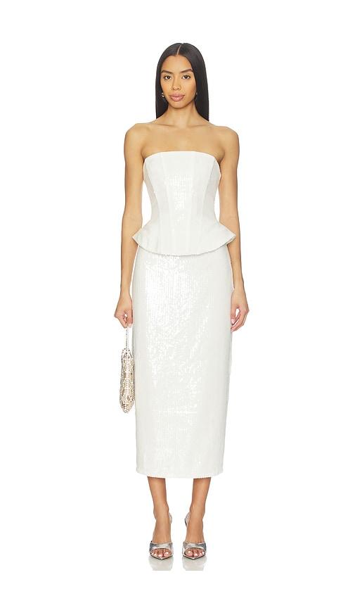 lovers and friends alexia sequin midi dress in white. - size m (also in s, xs, xxs)