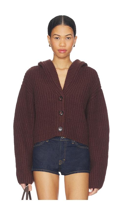 lovers and friends anika hooded cardigan in chocolate. - size m (also in xs, s)
