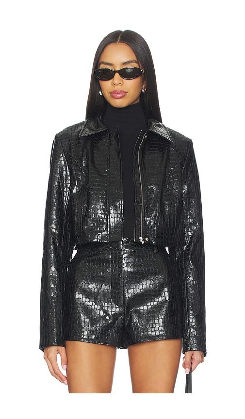 lovers and friends arden faux croc jacket in black. - size xs (also in xxs)
