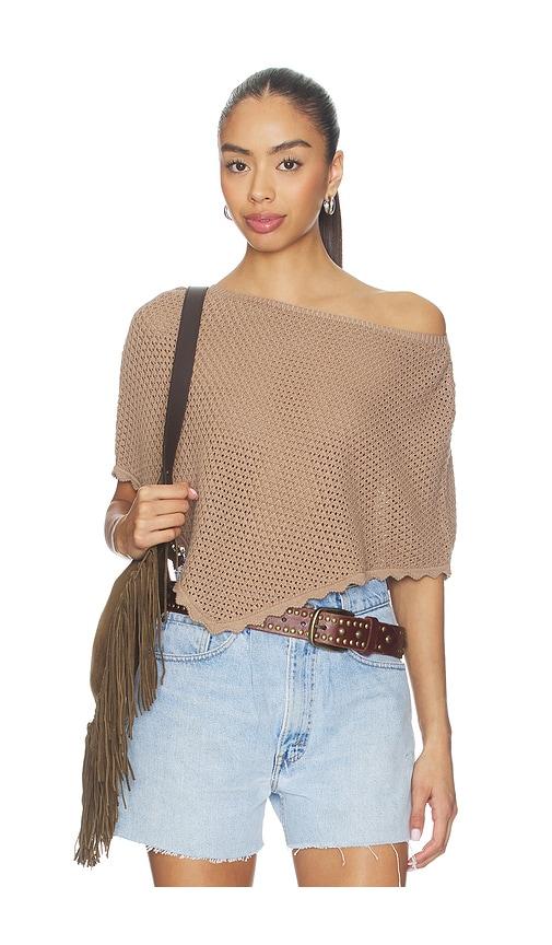 lovers and friends ayla pointelle poncho in beige. - size m (also in xs, xxs, s)
