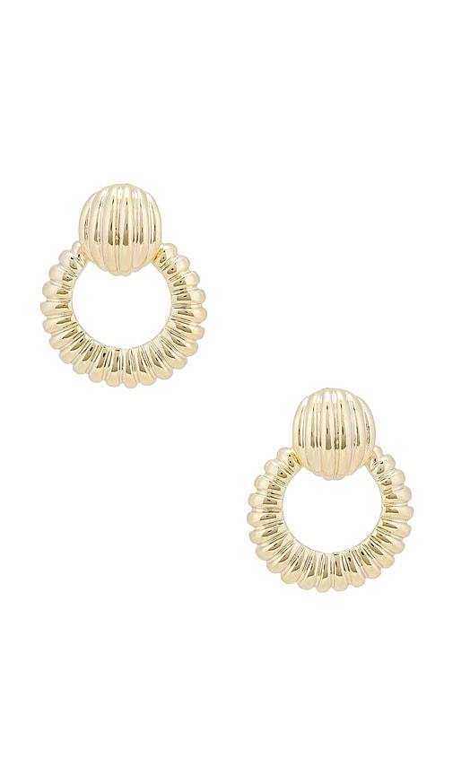 lovers and friends berlin earrings in metallic gold.