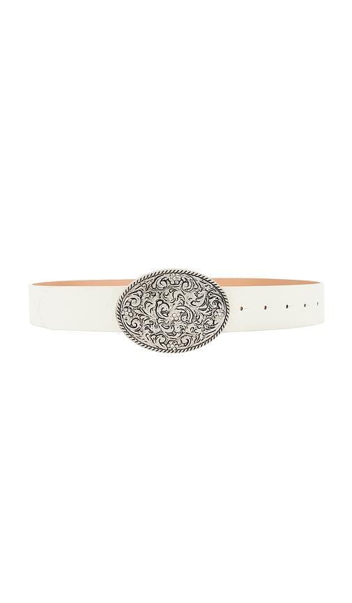 lovers and friends braxton buckle belt in white.