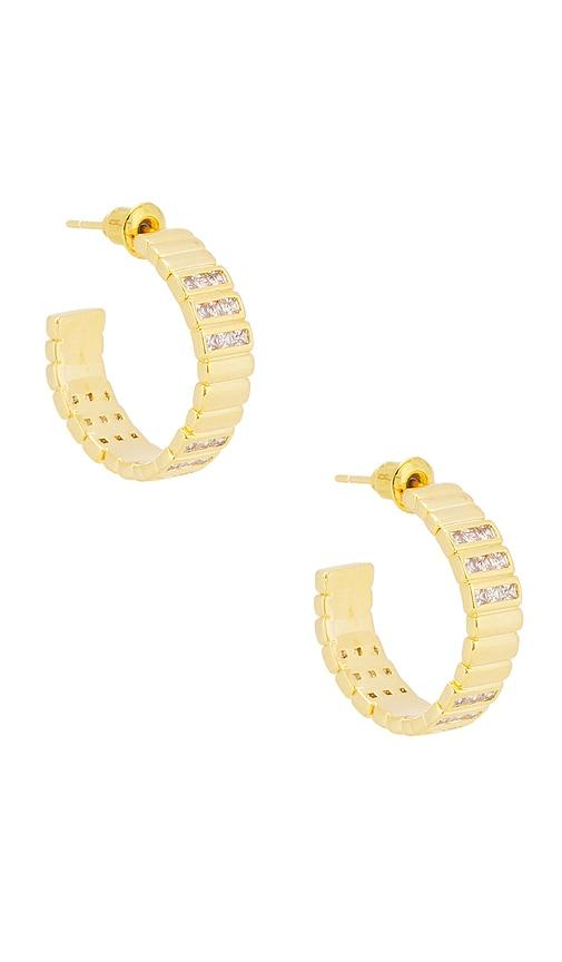 lovers and friends calandra earrings in metallic gold.
