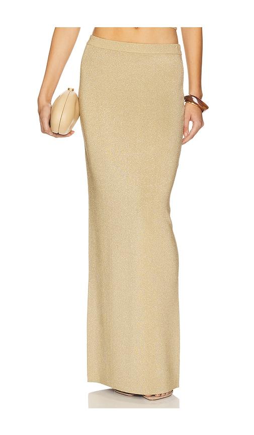 lovers and friends carla maxi skirt in metallic gold. - size l (also in xs, s, m)
