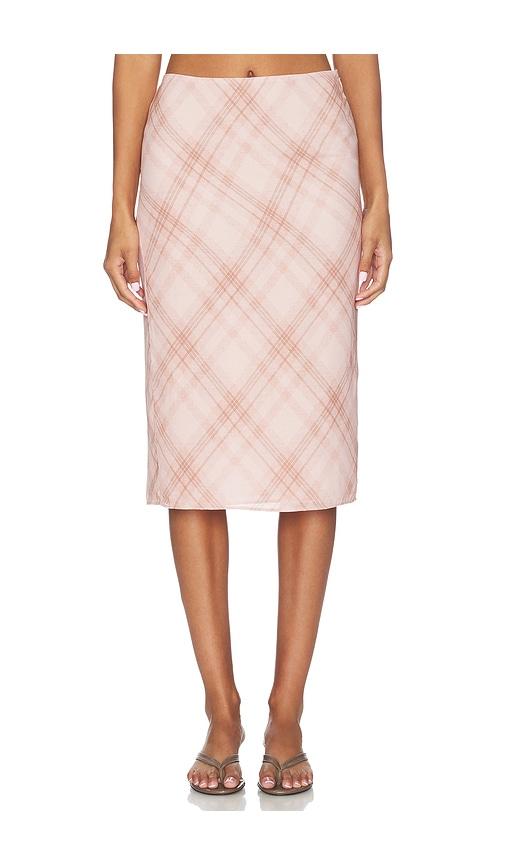 lovers and friends cassandra midi skirt in pink. - size l (also in m, s, xl, xs, xxs)
