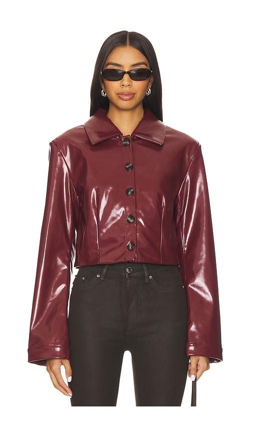 lovers and friends catherine faux leather jacket in burgundy. - size l (also in xxs, s)