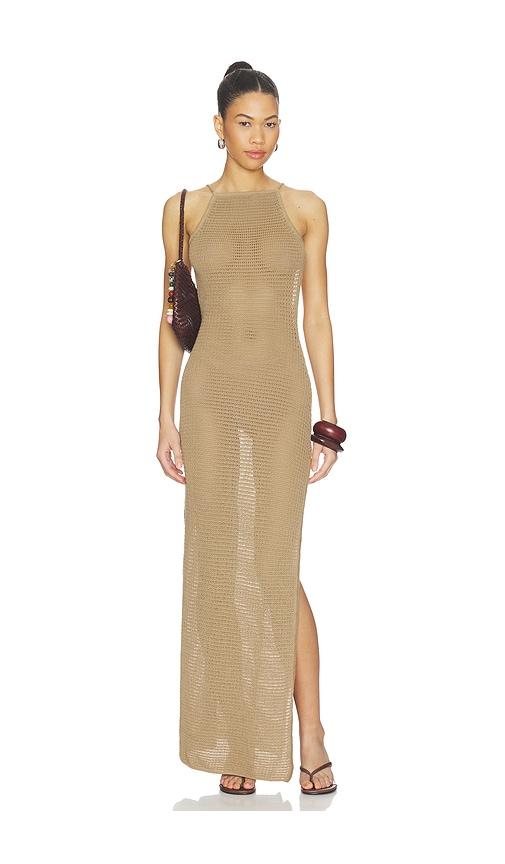 lovers and friends cecille knit maxi dress in neutral. - size l (also in xs, s, m)