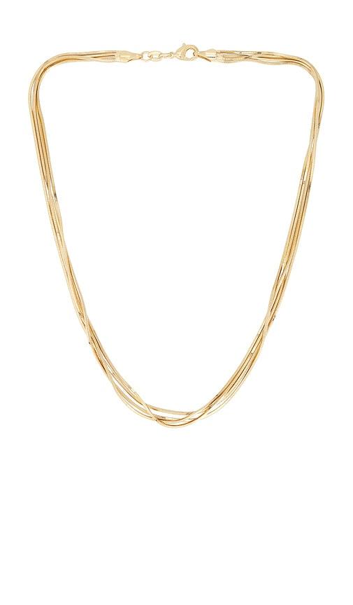 lovers and friends colette necklace in metallic gold.