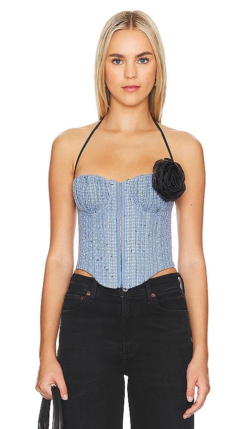 lovers and friends domino bustier top in blue. - size m (also in s)