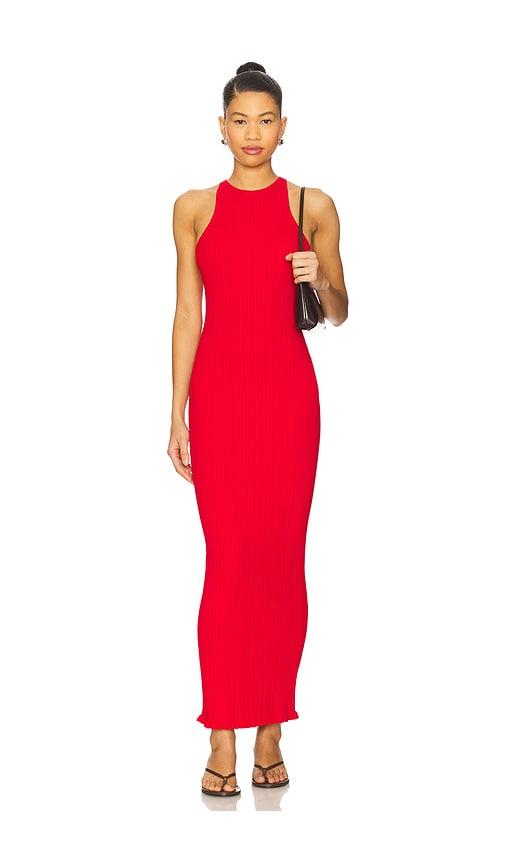 lovers and friends dover rib midi dress in red. - size m (also in s, xl, xs)