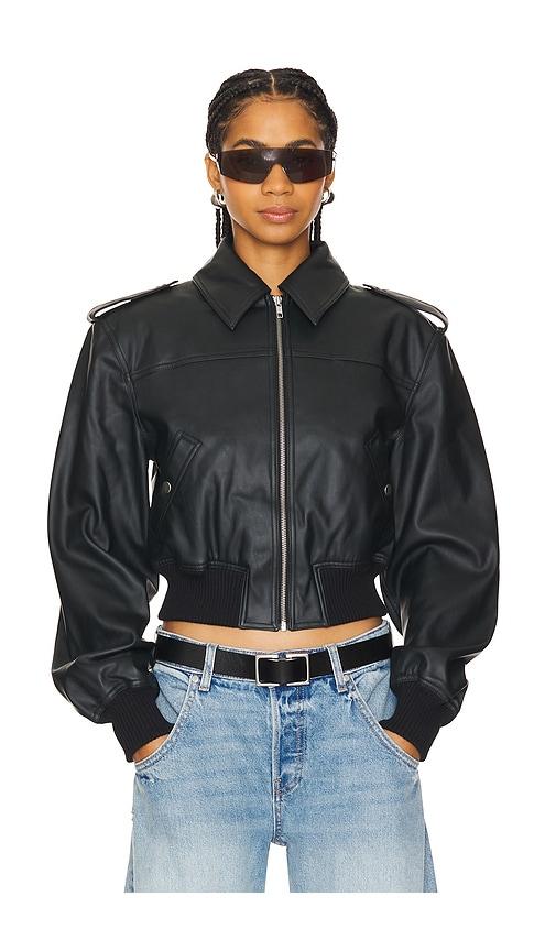 lovers and friends dylan faux leather bomber jacket in black. - size l (also in m)