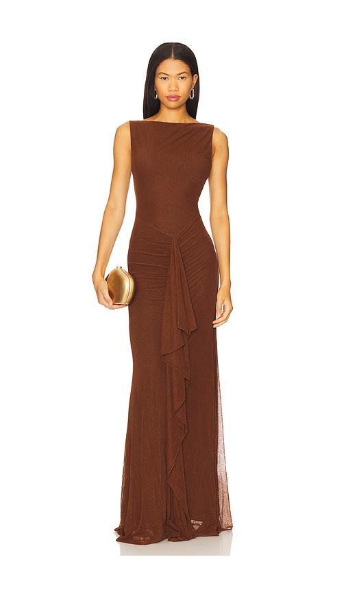 lovers and friends ellie maxi dress in brown. - size xs (also in xxs)