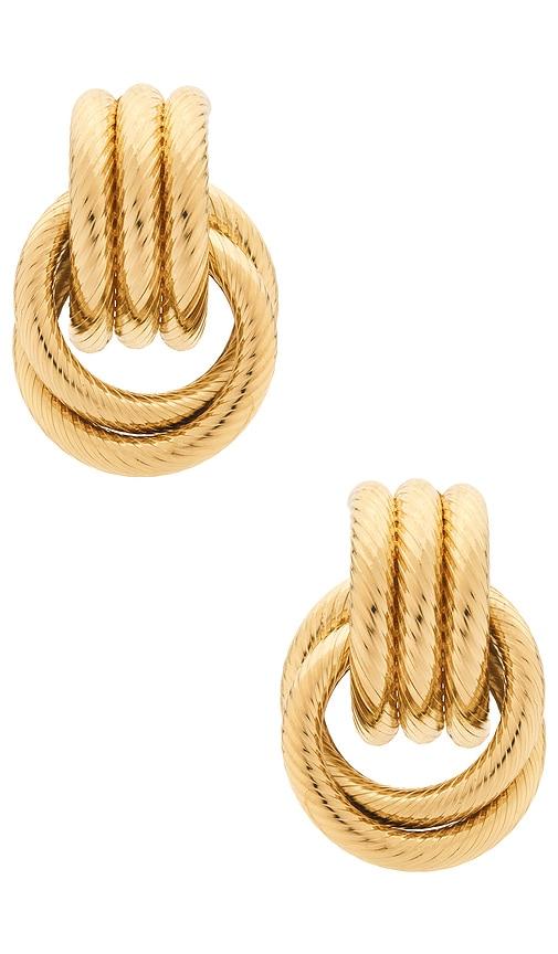 lovers and friends elsie earrings in metallic gold.