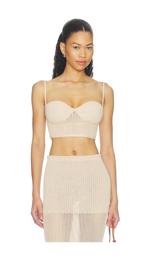 lovers and friends emmalee pointelle bralette in cream. - size l (also in xs, s, m)