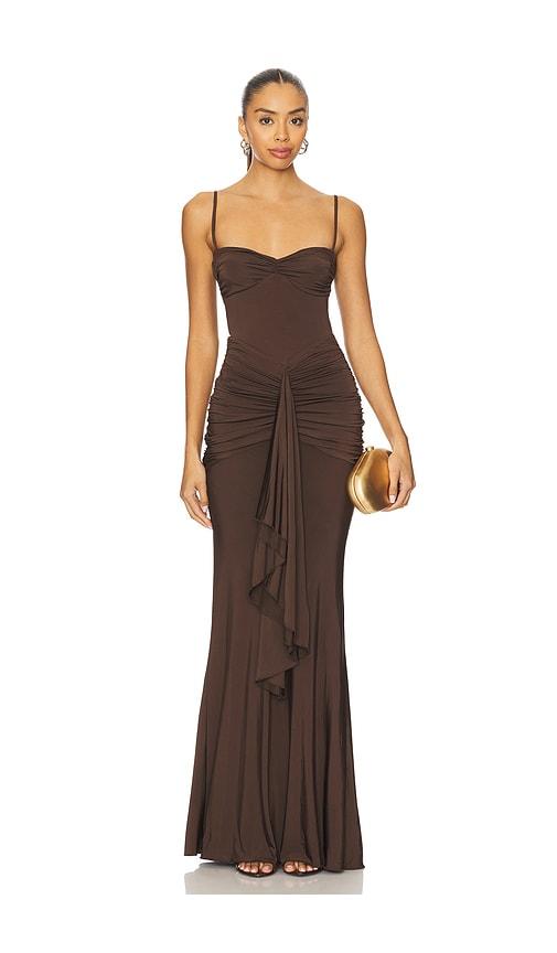 lovers and friends emmy maxi dress in brown. - size m (also in xxs)