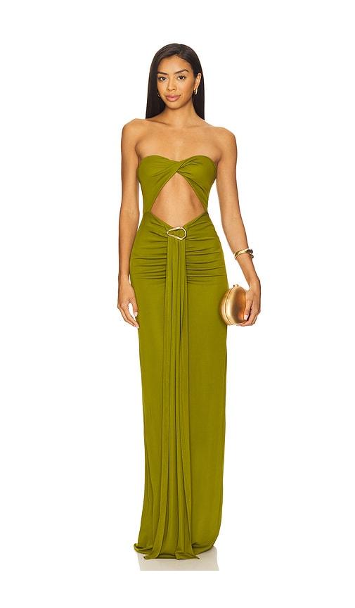 lovers and friends farrah gown in olive. - size l (also in m)
