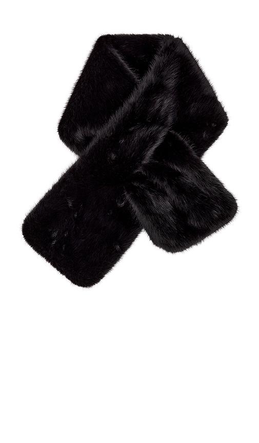 lovers and friends faux mink scarf in black.