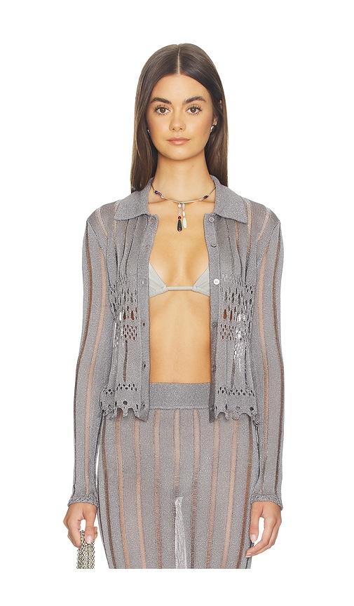 lovers and friends francie metallic cardigan in metallic silver. - size l (also in xxs, xs, s, m, xl)