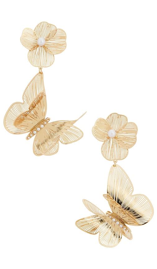 lovers and friends freya earrings in metallic gold.