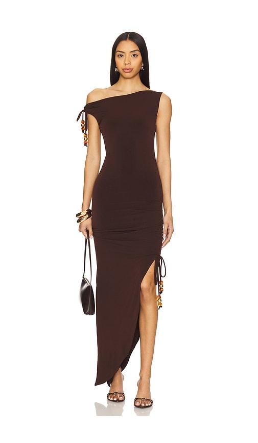 lovers and friends gabrielle midi dress in chocolate. - size m (also in xs)