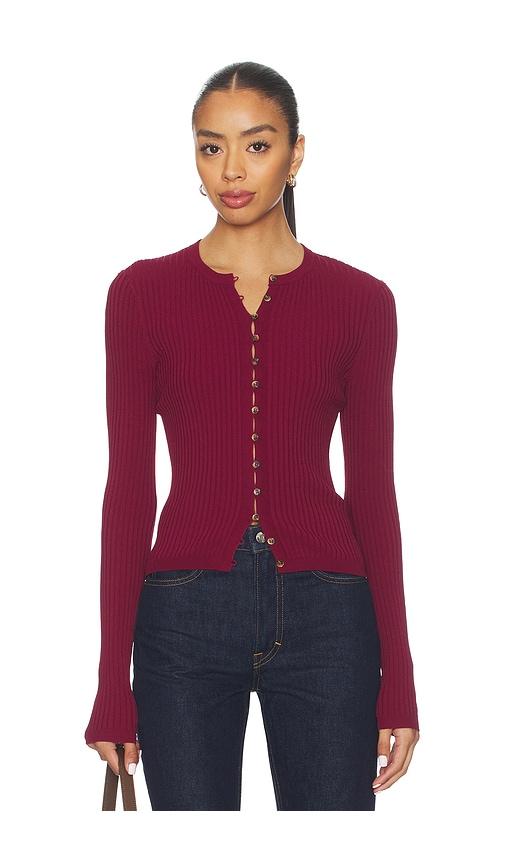 lovers and friends gema rib cardigan in burgundy. - size m (also in xs, xl)