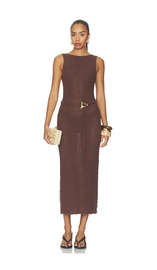lovers and friends geneia knit dress in brown. - size l (also in xs, xxs, s, m)