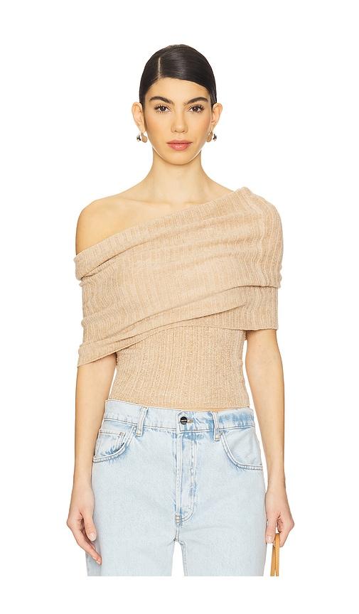 lovers and friends gerda off the shoulder top in beige. - size l (also in xs, s, m)