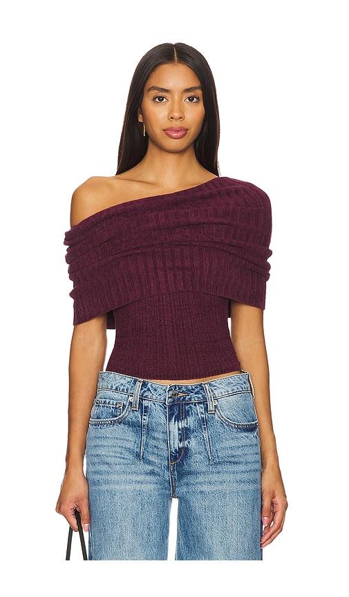 lovers and friends gerda off the shoulder top in burgundy. - size s (also in xs, xxs)