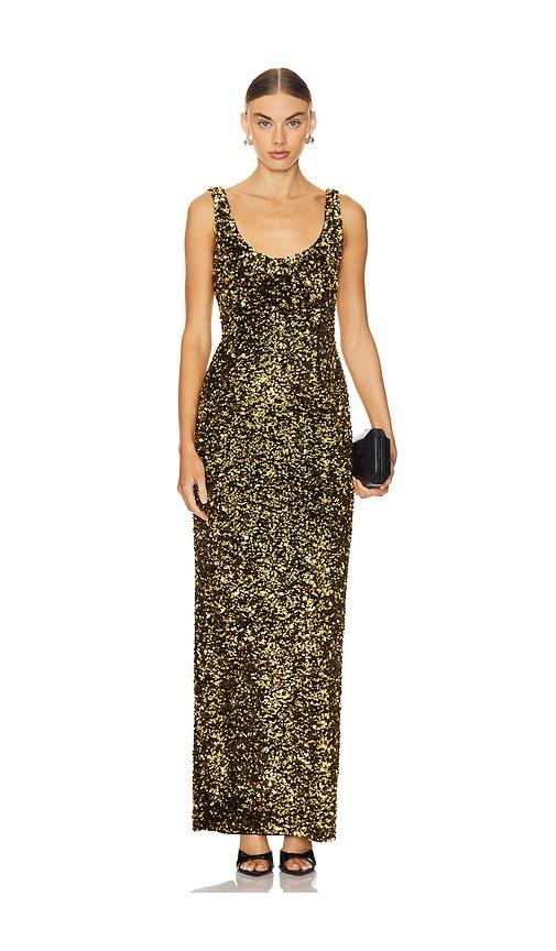 lovers and friends ginger sequin gown in metallic gold. - size s (also in xs)