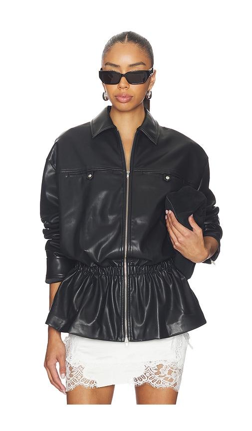 lovers and friends greta faux leather jacket in black. - size m (also in xs, xxs)