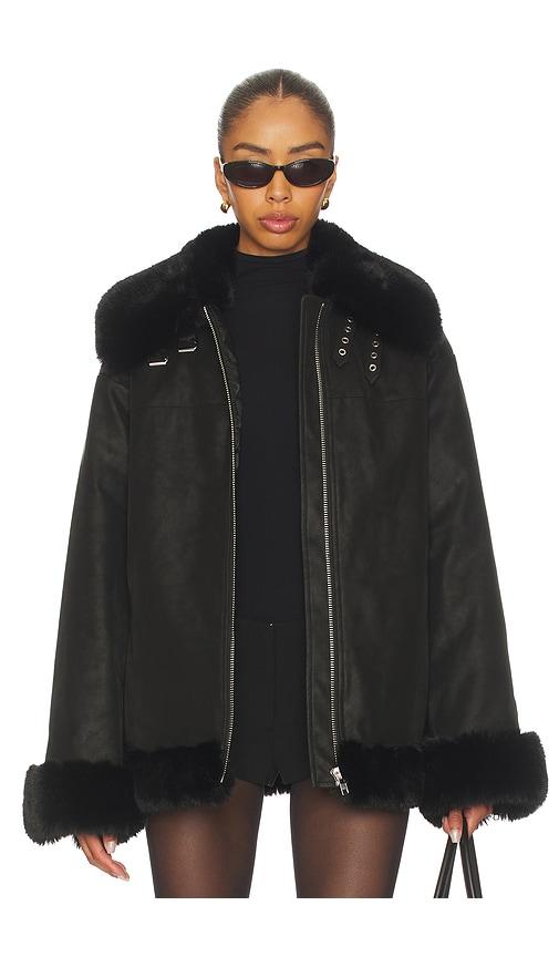 lovers and friends helly faux leather jacket in black. - size s (also in xxs, xs)