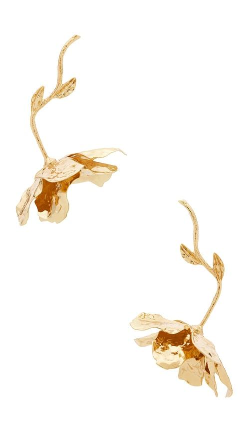 lovers and friends holland earrings in metallic gold.
