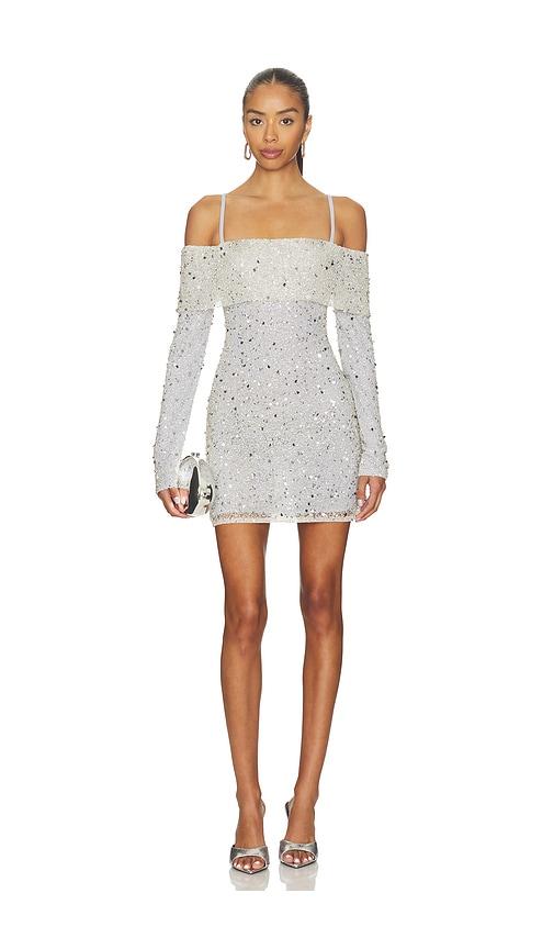 lovers and friends holly sequin mini dress in metallic silver. - size l (also in m, s, xl, xs, xxs)
