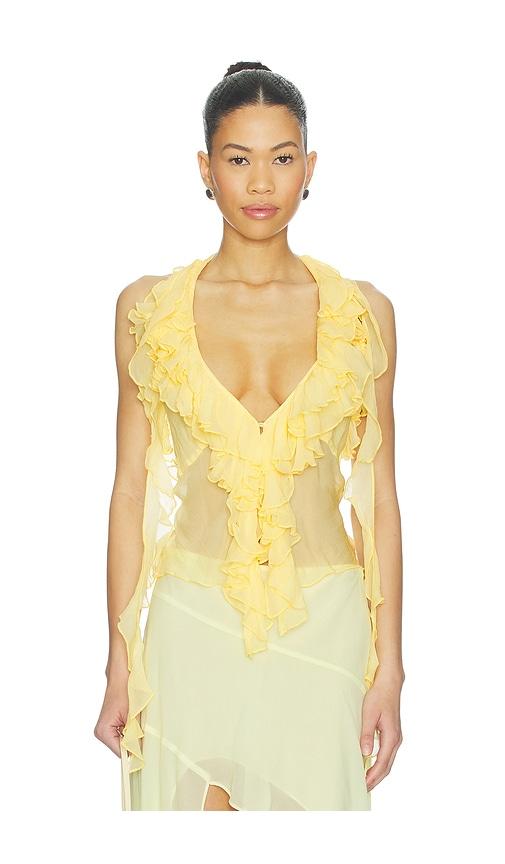 lovers and friends ila sheer top in yellow. - size l (also in m, s)