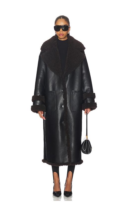 lovers and friends irving faux leather coat in black. - size l (also in s, xxs, xs, m, xl)