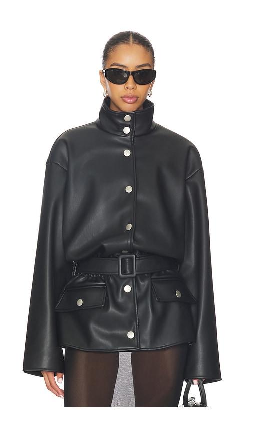lovers and friends isabela faux leather jacket in black. - size m (also in xxs, xs, s)