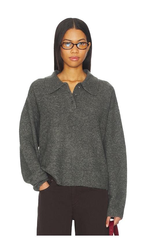 lovers and friends ivy polo sweater in charcoal. - size xl (also in xxs)
