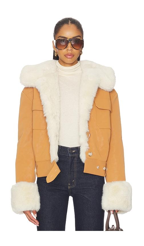 lovers and friends james faux leather jacket in brown. - size s (also in xxs, xs, xl)