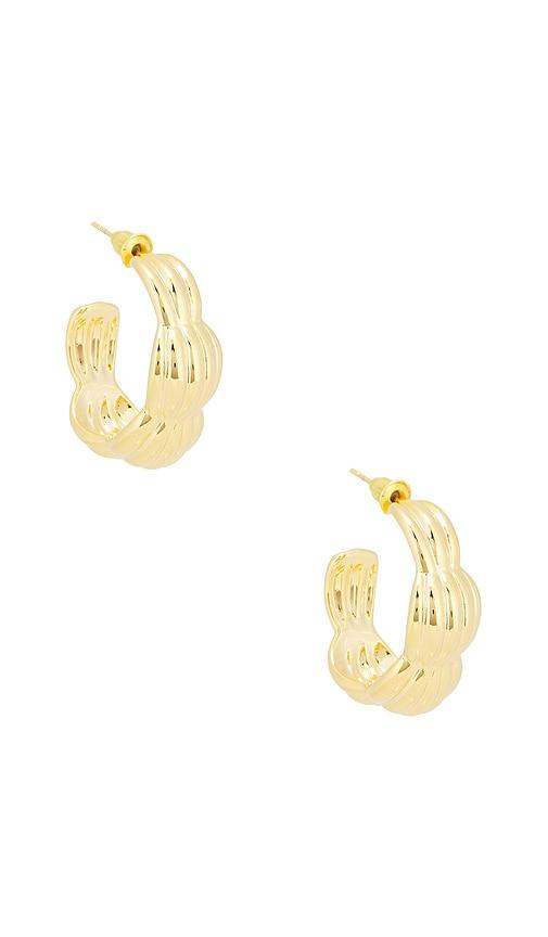 lovers and friends jeanne earrings in metallic gold.