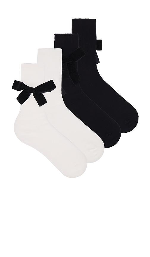 lovers and friends jocelyn bow socks 2 pack in black,white.