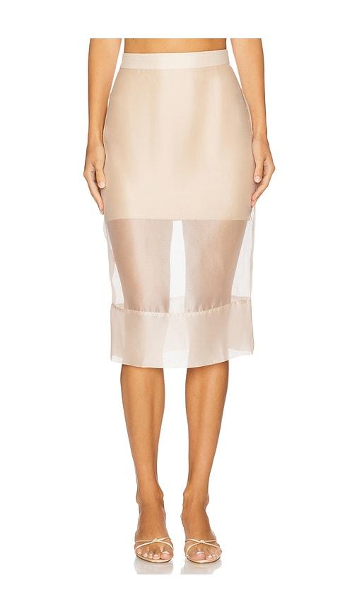 lovers and friends kelsie sheer midi skirt in nude. - size xs (also in xxs)