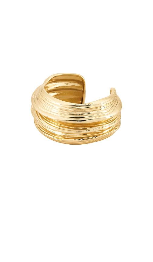 lovers and friends krystal cuff in metallic gold.