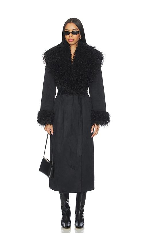 lovers and friends lena faux suede coat in black. - size m (also in xl)