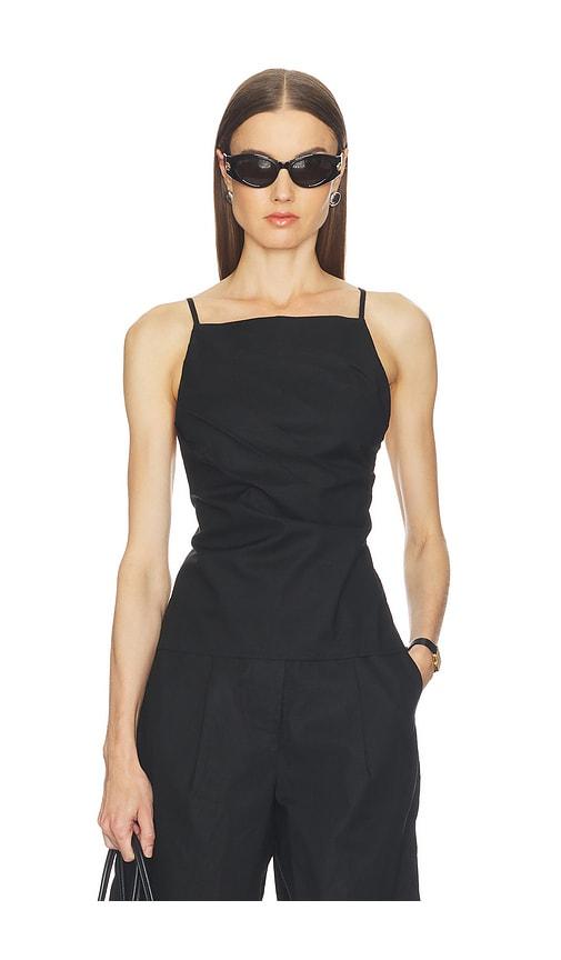 lovers and friends linen pamela top in black. - size l (also in xxs, s, m, xl)