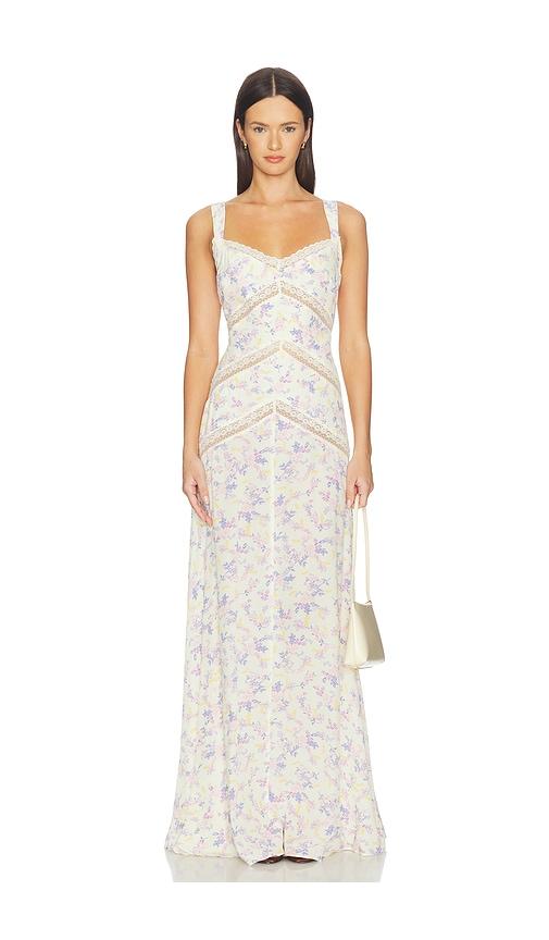 lovers and friends livia gown in cream,lavender. - size l (also in s, m, xl)