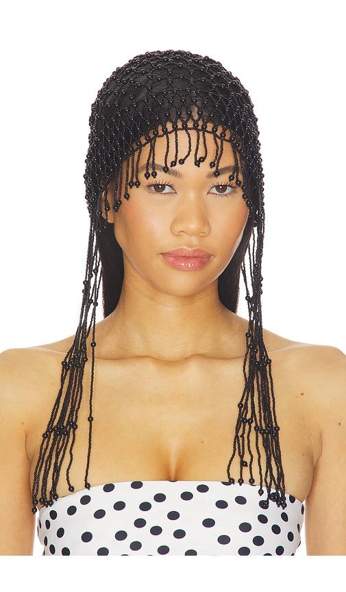 lovers and friends liza beaded hat in black.