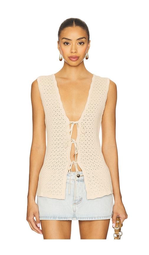 lovers and friends lizzy tie front vest in beige. - size m (also in xs, s)